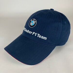 BMW Sauber F1 Team Mens Navy Blue Relaxed Fit Strapback Adjustable Hat